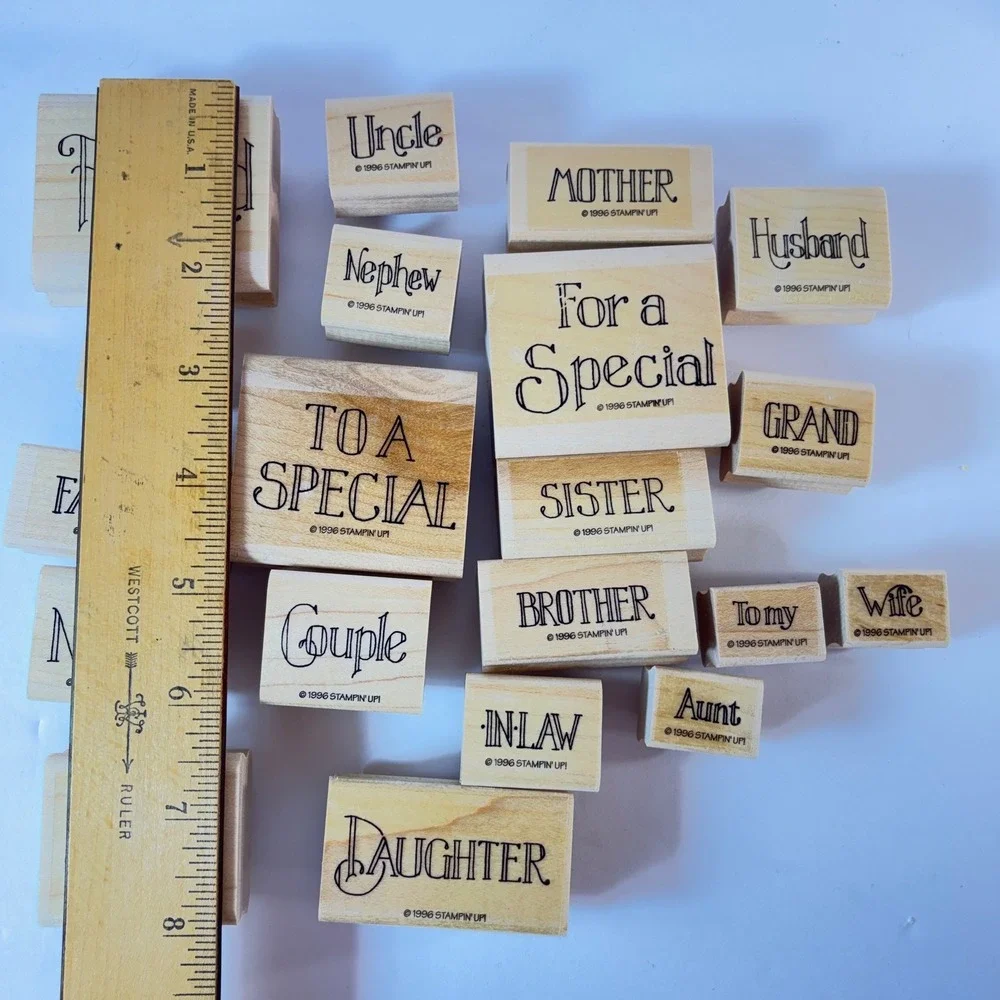 Vintage Stampin' Up Wood Rubber Stamps Family Friend Mother Father Lot 1990s